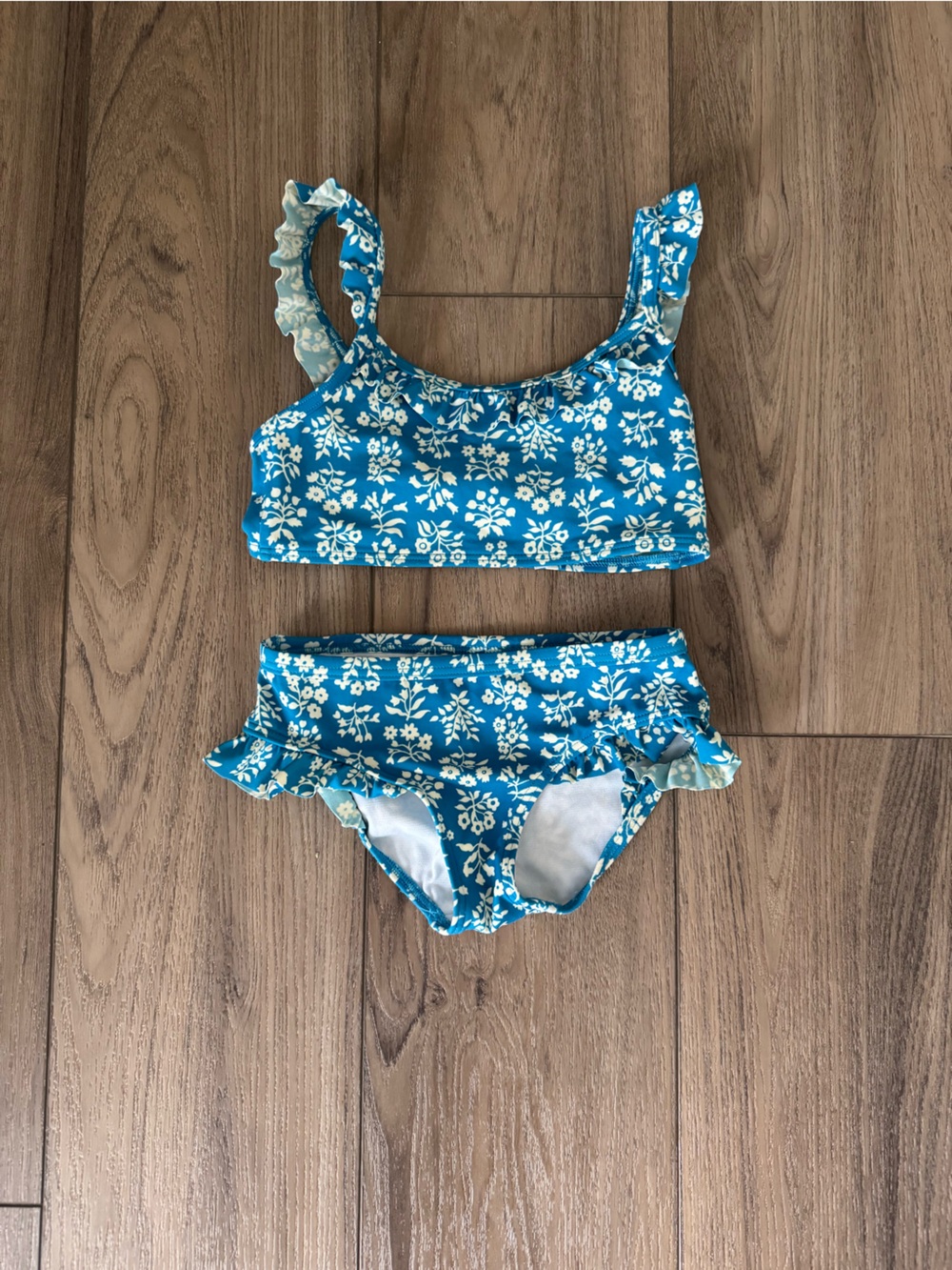 Mini Boden Blue Floral Two-Piece Swim Set 6-7y